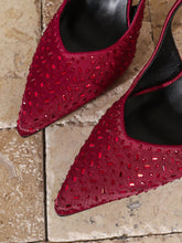 Plus Size Fashion Pointed Toe Thick Heel Pumps, Vintage Closed Toe Sandals For Women, Rhinestone Strap
